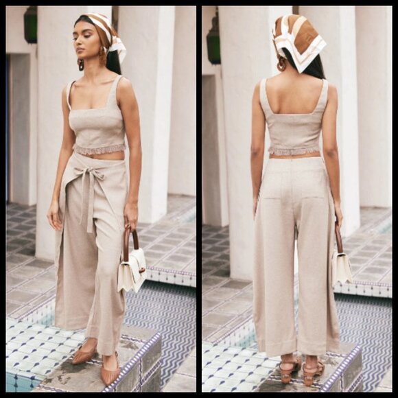 💕CULT GAIA💕 Marais Pant ~ Light Camel Waist Tie Relaxed Large L NWT